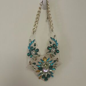 Bold Teal Crystal Statement Necklace - Women Jewelry